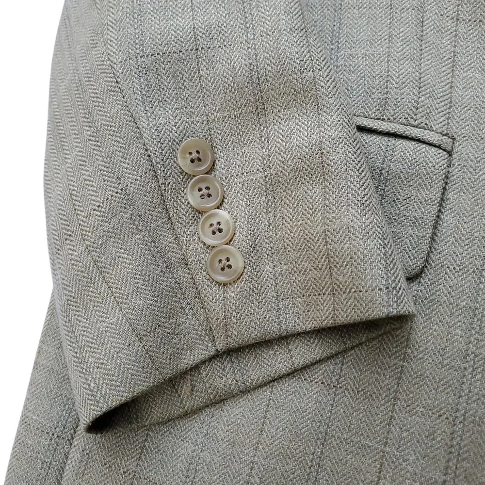 Chaps Ralph Lauren Silk Wool Linen Tan Herringbone Sport Coat Blazer Jacket 41R